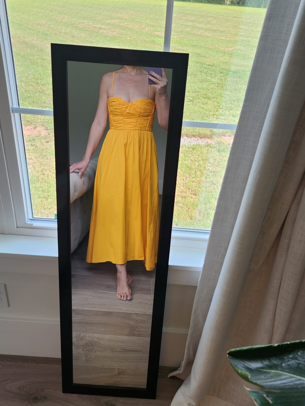 Mango Sleeveless Yellow Midi Sundress